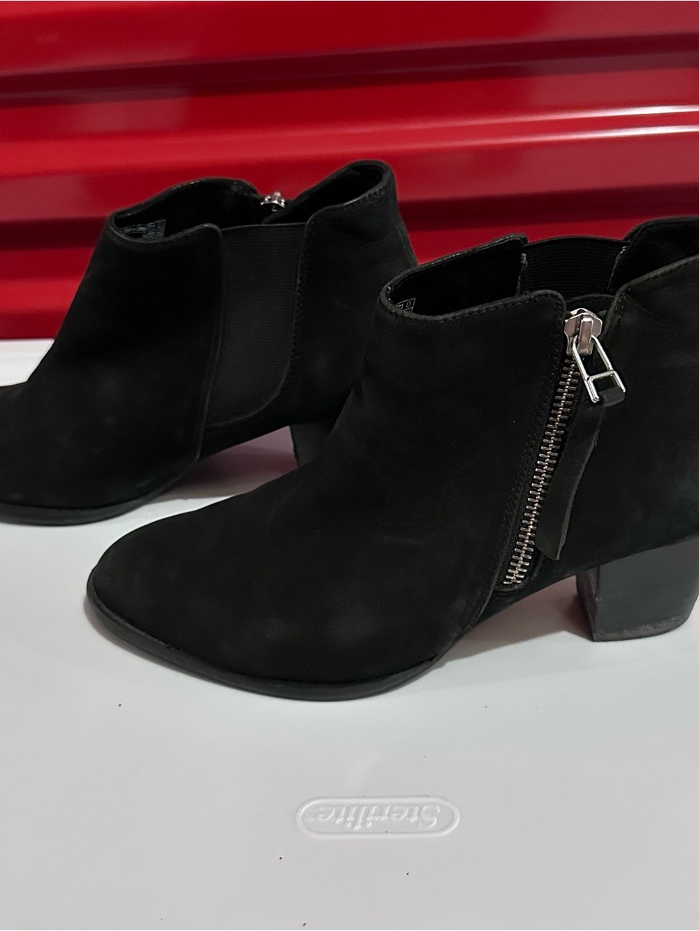 Women’s Sterling Black Suede Ankle Booties with Side Zip